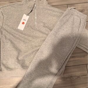 ALO Yoga Gray Quarter zip and joggers
